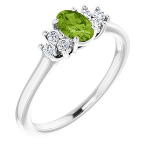 Sterling Silver Natural Peridot  and 1/8 CTW Lab-Grown Diamond Ring