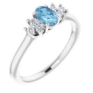 Platinum Natural Sky Blue Topaz  and 1/8 CTW Lab-Grown Diamond Ring