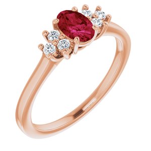 14K Rose Gold Lab-Grown Ruby  and 1/8 CTW Lab-Grown Diamond Ring