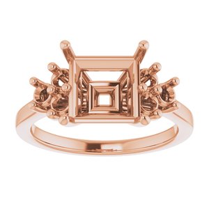 18K Rose Gold 8x8 mm Square Ring Mounting