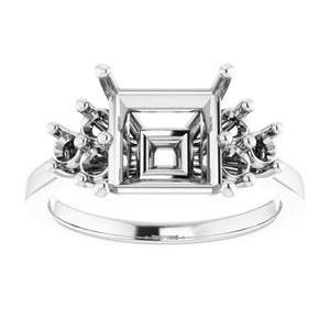 14K White Gold 8x8 mm Square Ring Mounting