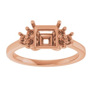 18K Rose Gold 6x6 mm Square Ring Mounting