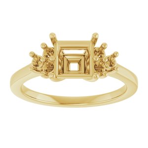 14K Yellow Gold 6x6 mm Square Ring Mounting