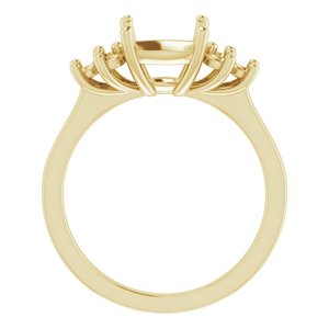 18K Yellow Gold 8x8 mm Cushion Ring Mounting
