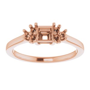 14K Rose Gold 4x4 mm Square Ring Mounting