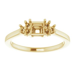 18K Yellow Gold 4x4 mm Square Ring Mounting