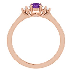 14K Rose Gold Natural Amethyst and 1/8 CTW Lab-Grown Diamond Ring