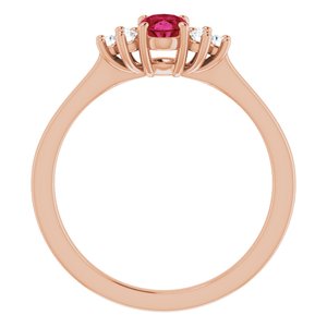 14K Rose Gold Lab-Grown Ruby  and 1/8 CTW Lab-Grown Diamond Ring