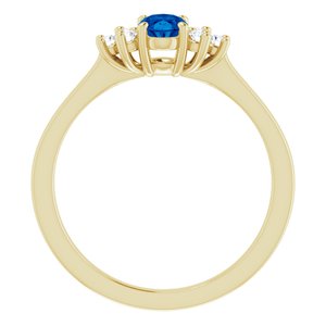 10K Yellow Gold Lab-Grown Blue Sapphire and 1/8 CTW Lab-Grown Diamond Ring