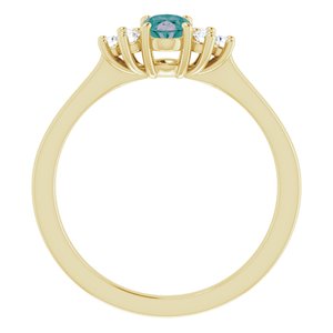 14K Yellow Gold Lab-Grown Alexandrite & 1/8 CTW Natural Diamond Ring
