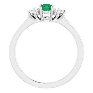 10K White Gold Lab-Grown Emerald and 1/8 CTW Lab-Grown Diamond Ring
