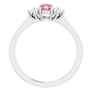 14K White Gold Natural Pink Tourmaline & 1/8 CTW Natural Diamond Ring