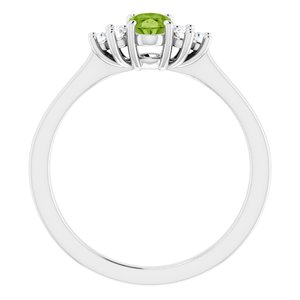Sterling Silver Natural Peridot  and 1/8 CTW Lab-Grown Diamond Ring