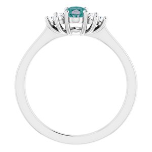 14K White Gold Lab-Grown Alexandrite & 1/8 CTW Natural Diamond Ring