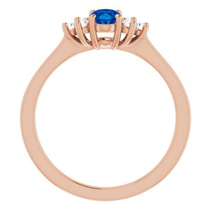 14K Rose Gold Lab-Grown Blue Sapphire and 1/8 CTW Lab-Grown Diamond Ring