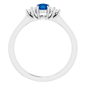 Sterling Silver Lab-Grown Blue Sapphire and 1/8 CTW Lab-Grown Diamond Ring