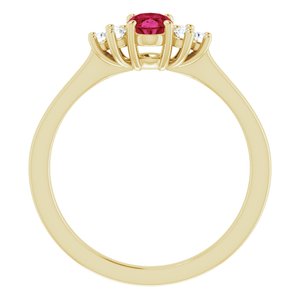 14K Yellow Gold Natural Ruby & 1/8 CTW Natural Diamond Ring