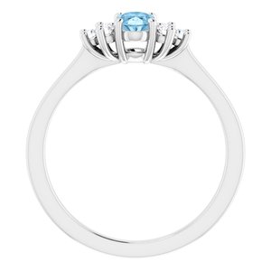 10K White Gold Natural Sky Blue Topaz  and 1/8 CTW Lab-Grown Diamond Ring