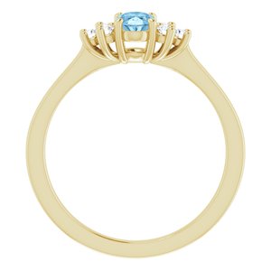 14K Yellow Gold Natural Sky Blue Topaz  and 1/8 CTW Lab-Grown Diamond Ring