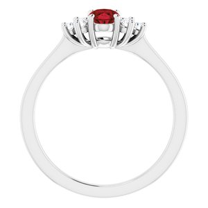 Sterling Silver Natural Mozambique Garnet and 1/8 CTW Lab-Grown Diamond Ring