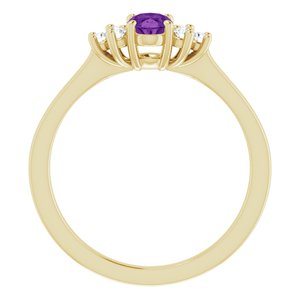 10K Yellow Gold Natural Amethyst and 1/8 CTW Lab-Grown Diamond Ring