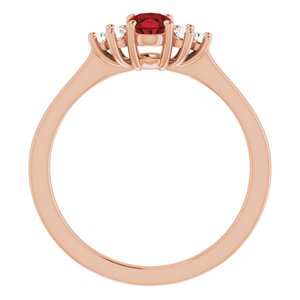 14K Rose Gold Natural Mozambique Garnet and 1/8 CTW Lab-Grown Diamond Ring