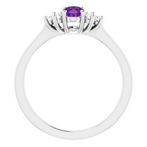 10K White Gold Natural Amethyst and 1/8 CTW Lab-Grown Diamond Ring