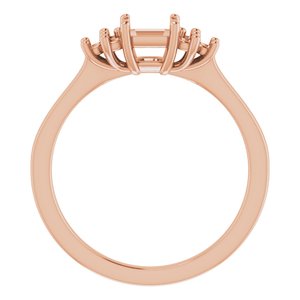 18K Rose Gold 5x5 mm Asscher Ring Mounting