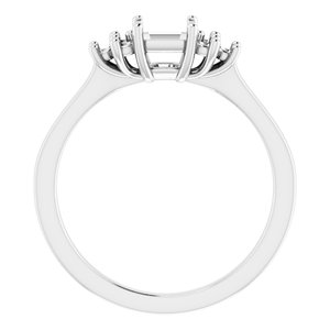 14K White Gold 5x5 mm Asscher Ring Mounting