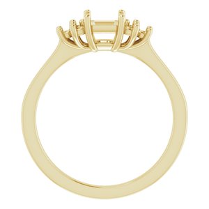 18K Yellow Gold 5x5 mm Asscher Ring Mounting