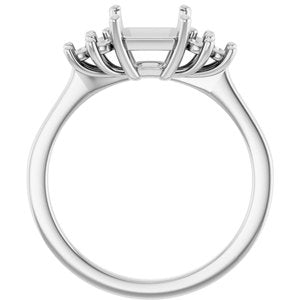 Sterling Silver 7x7 mm Asscher Ring Mounting