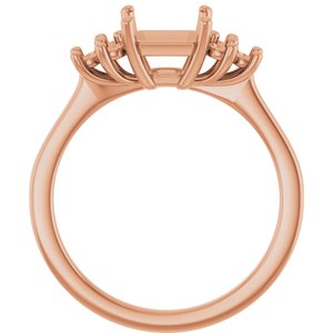 10K Rose Gold 7x7 mm Asscher Ring Mounting