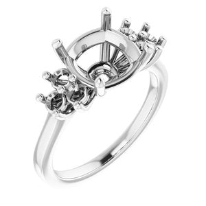 18K White Gold 9x9 mm Cushion Ring Mounting