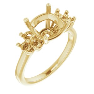 10K Yellow Gold 9x9 mm Cushion Ring Mounting