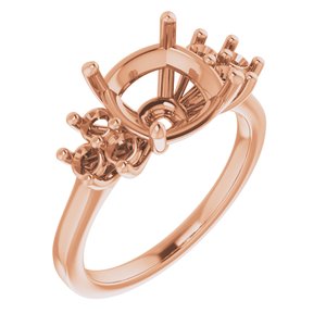 14K Rose Gold 9x9 mm Cushion Ring Mounting