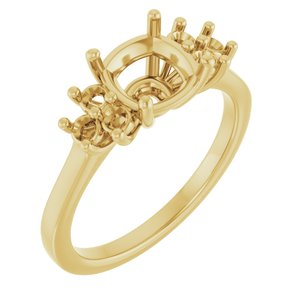 10K Yellow Gold 7x7 mm Cushion Ring Mounting