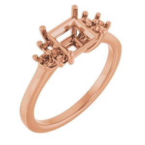10K Rose Gold 6x6 mm Square Ring Mounting