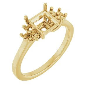 18K Yellow Gold 6x6 mm Square Ring Mounting