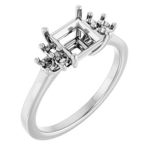 14K White Gold 6x6 mm Square Ring Mounting