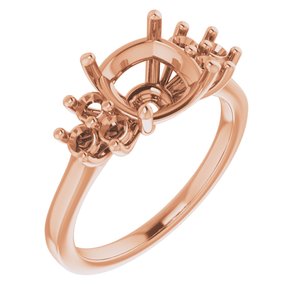 14K Rose Gold 8x8 mm Cushion Ring Mounting