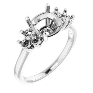 10K White Gold 8x8 mm Cushion Ring Mounting