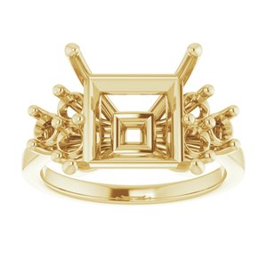 14K Yellow Gold 10x10 mm Square Ring Mounting