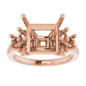 14K Rose Gold 10x10 mm Square Ring Mounting