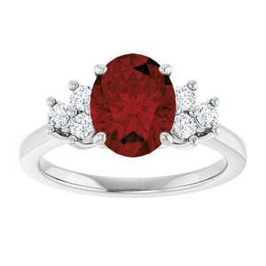 14K White Gold Natural Mozambique Garnet & 1/4 CTW Natural Diamond Ring