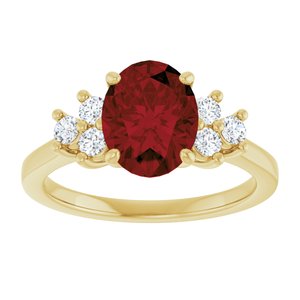 14K Yellow Gold Natural Mozambique Garnet & 1/4 CTW Natural Diamond Ring