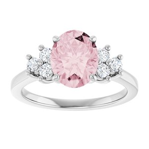 14K White Gold Natural Pink Morganite & 1/5 CTW Natural Diamond Ring