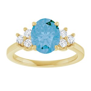 14K Yellow Gold Natural Swiss Blue Topaz & 1/4 CTW Natural Diamond Ring