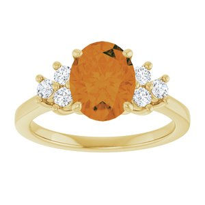 14K Yellow Gold Natural Citrine & 1/4 CTW Natural Diamond Ring