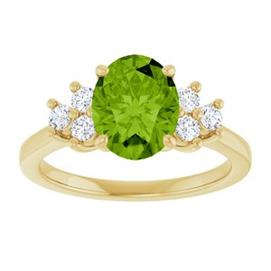 14K Yellow Gold Natural Peridot & 1/4 CTW Natural Diamond Ring