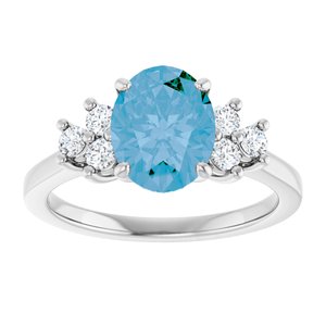 14K White Gold Natural Swiss Blue Topaz & 1/4 CTW Natural Diamond Ring